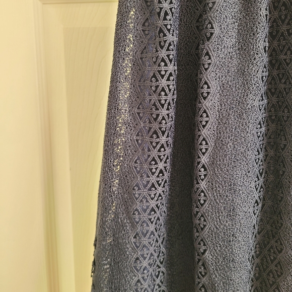 Zara Crochet Lace Overlay Maxi Dress Navy Blue Black Gown Small - Picture 4 of 8